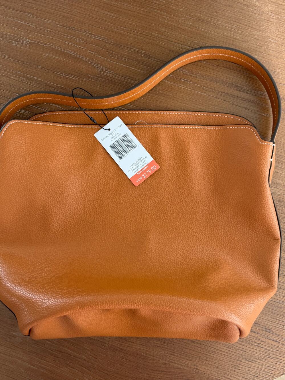 Vera Bradley Slouchy Bucket Shoulder Bag Roasted Pecan Faux Leather NWT Flaw